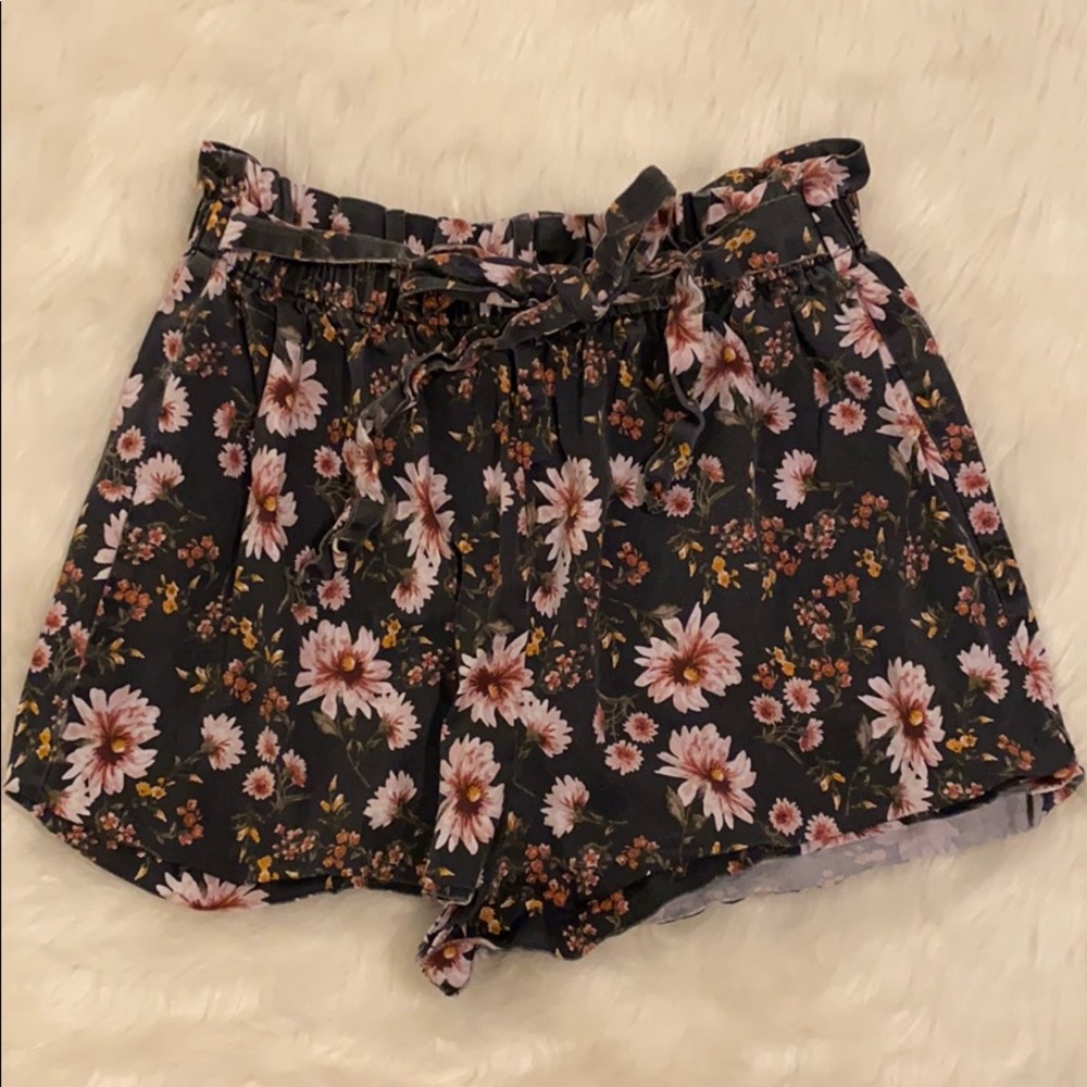 High Waisted Paper Bag Waist Shorts